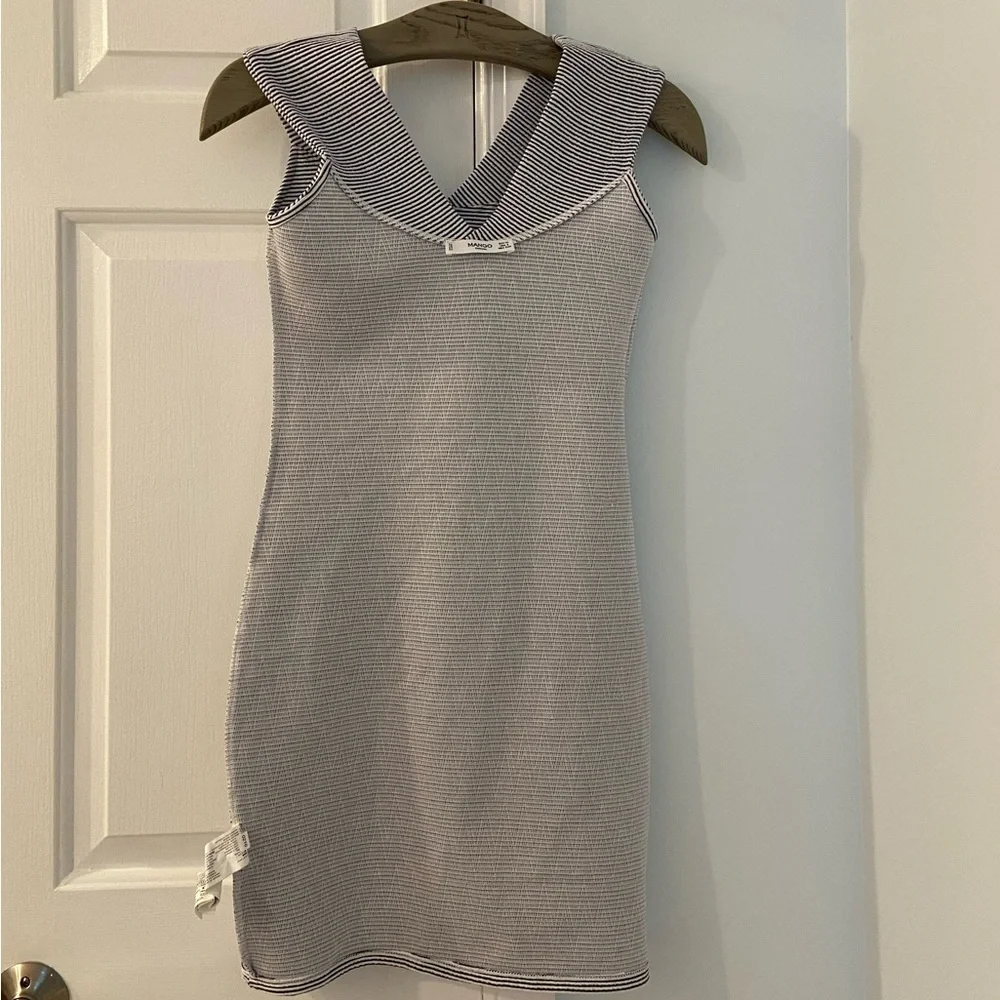 Mango Black and White Striped Dress in Size 2